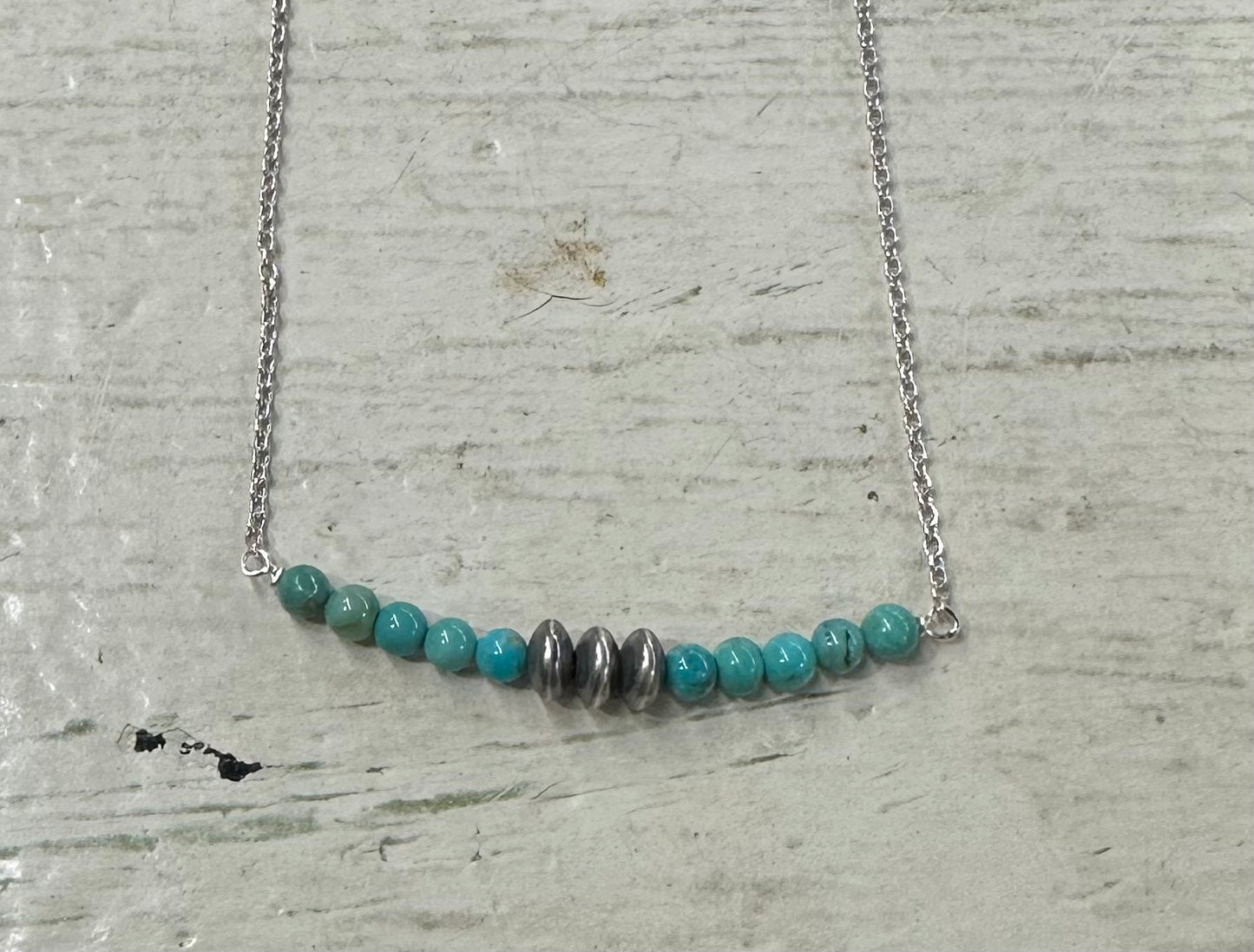 Sterling Navajo & Turquoise Bead Necklace