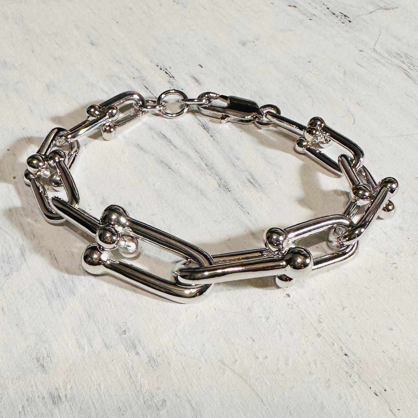 Silver Gradual Large Link Bracelet