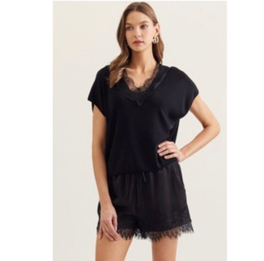 Black Lace Trimmed Top
