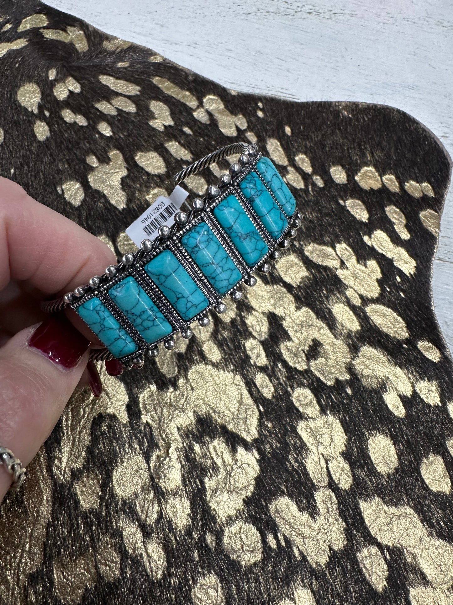 Turquoise Bar Gemstone Cuff Bracelet