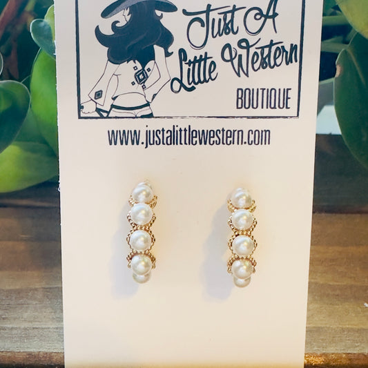 Gold Dipped & Pearl Hoop Post Earring