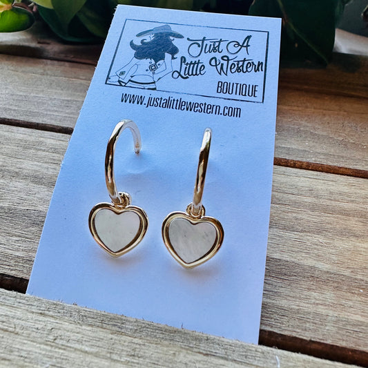 Gold Dipped Hoop & Heart Post Earring