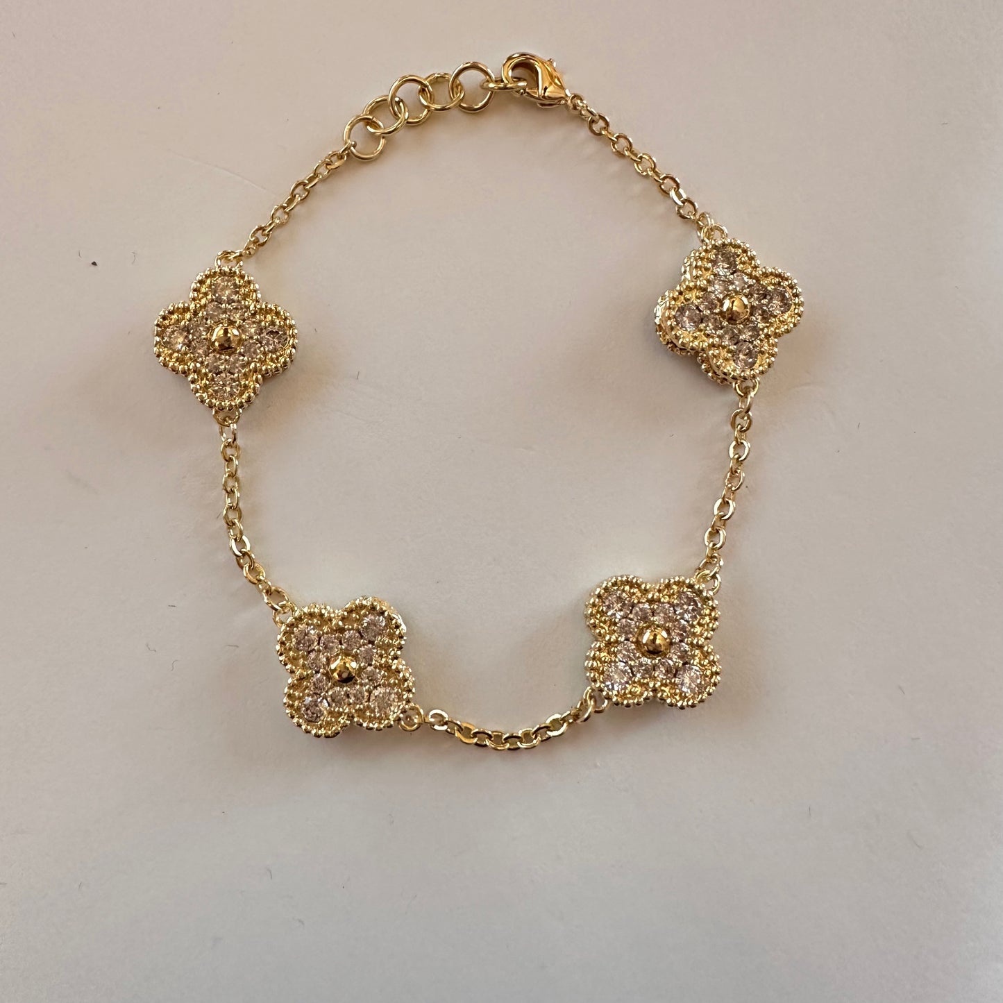 Gold & CZ Multi Clover Bracelet