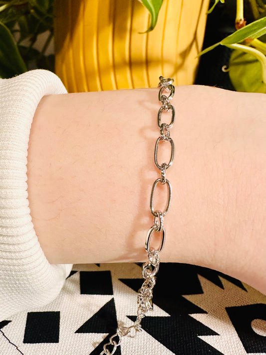 Shiny Silver Simple Chain Bracelet