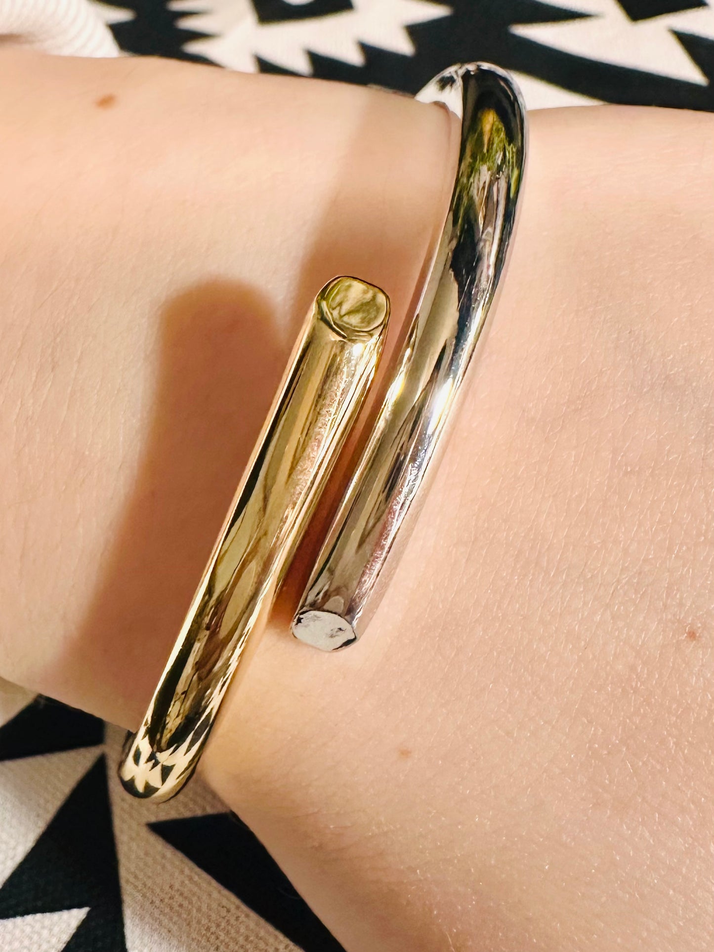 Silver & Gold Bond Hinge Bangle