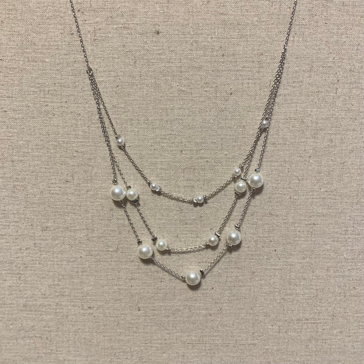 Gloria Dainty Silver Pearl Necklace