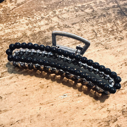 Black Beaded Hair Clip