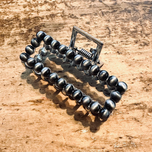 3" Pewter Pearl Hair Clip