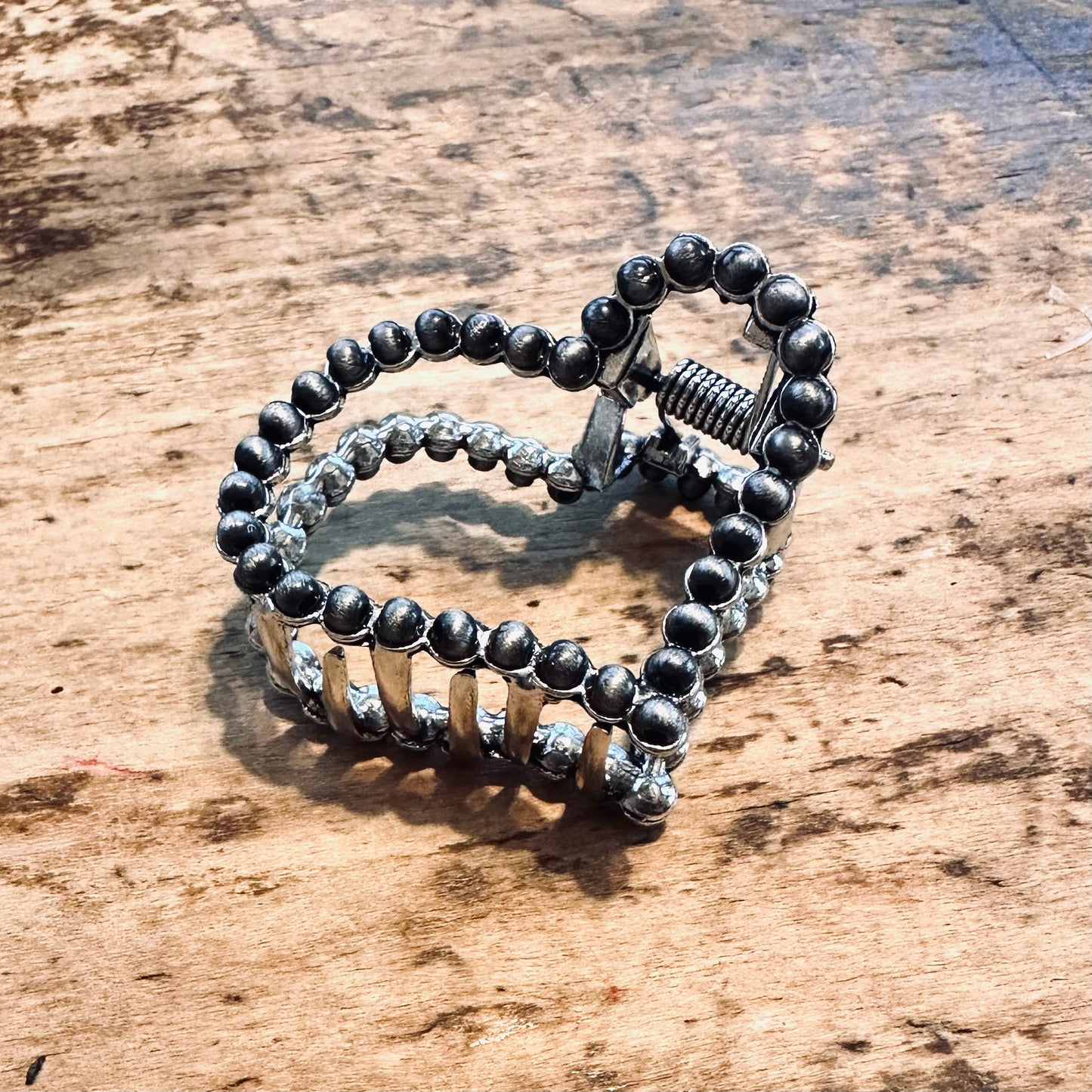 1.75" Pewter Pearl Heart Shaped Hair Clip