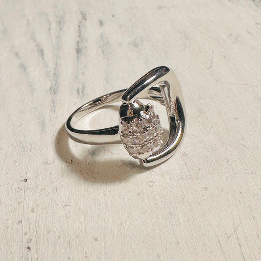 Silver & CZ Buckle Ring