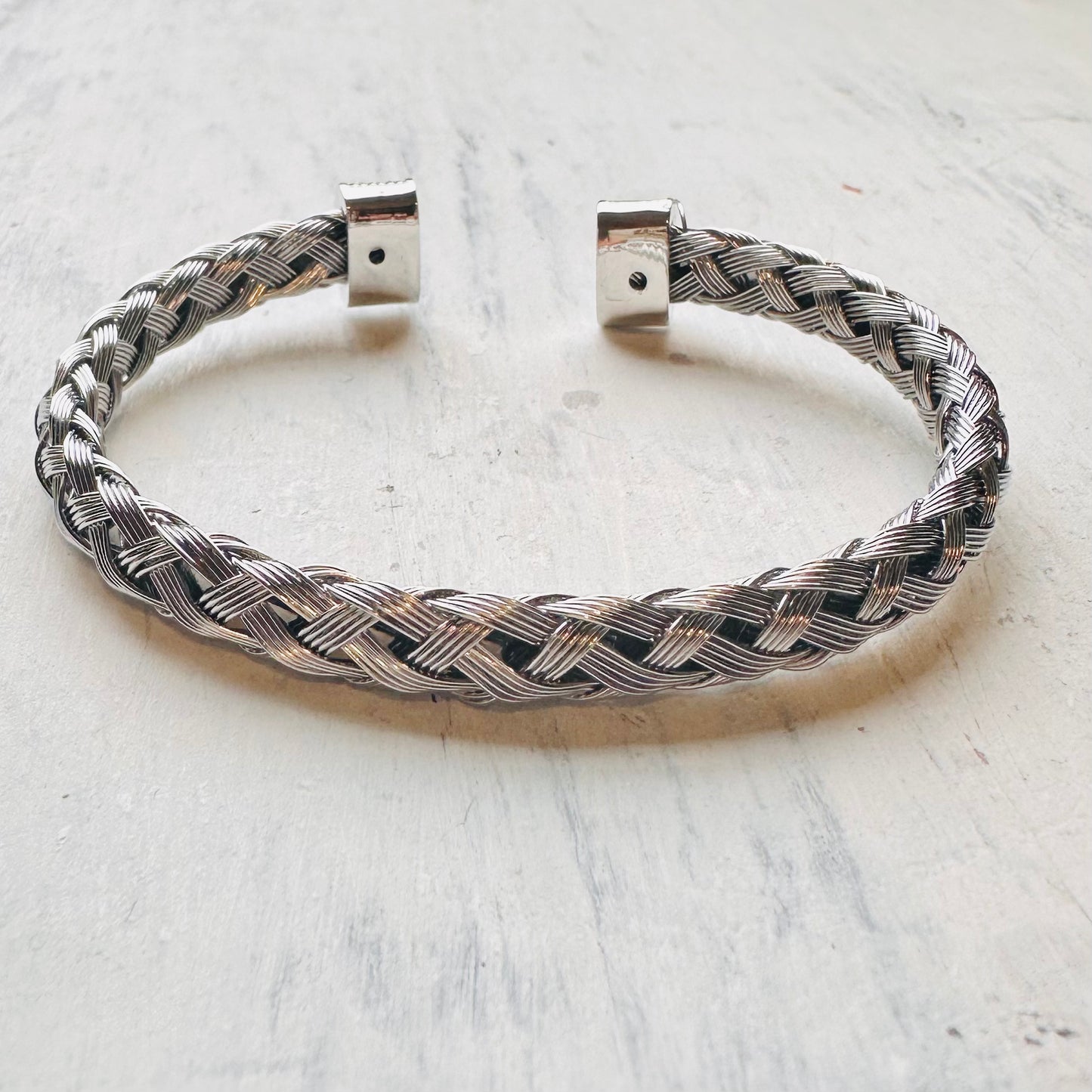 Silver Braided Cable Bangle