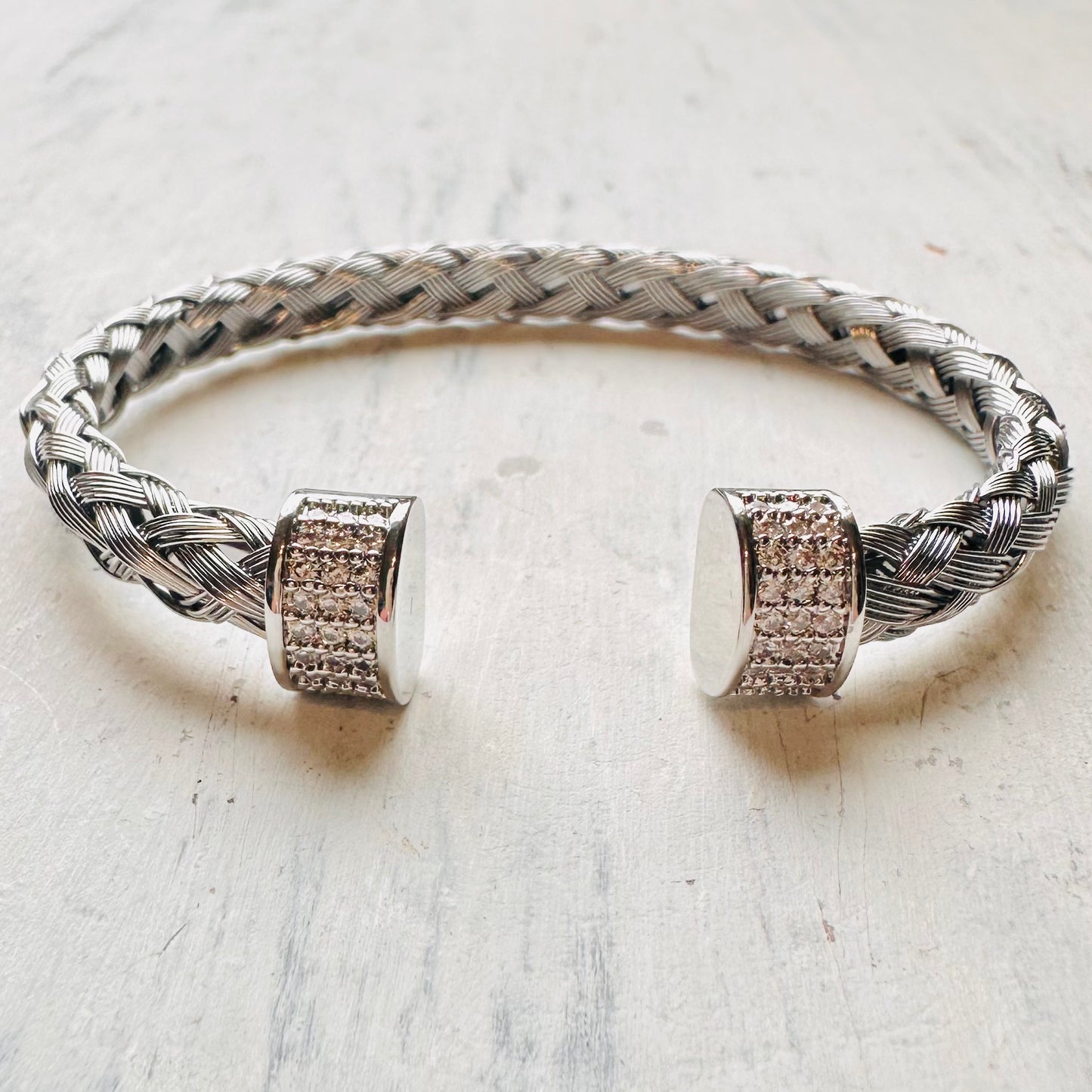 Silver Braided Cable Bangle