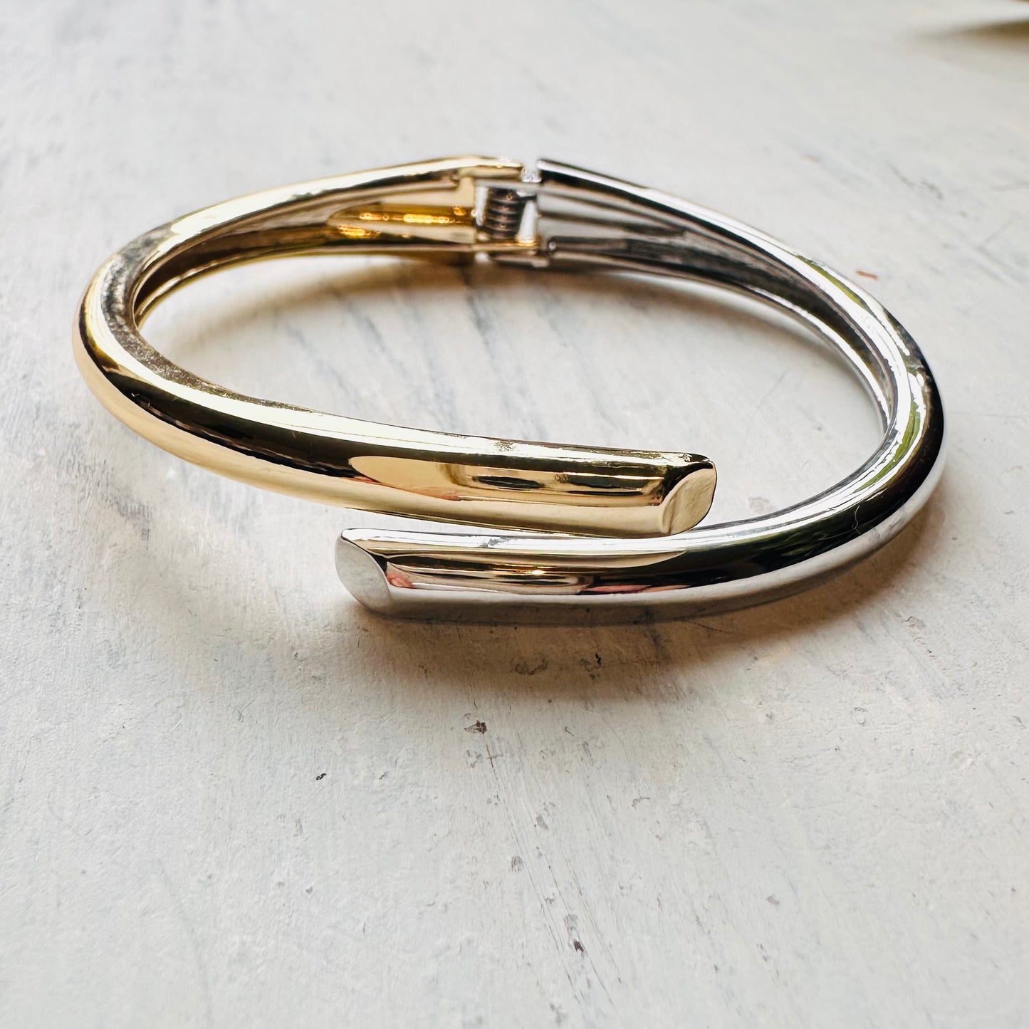 Silver & Gold Bond Hinge Bangle