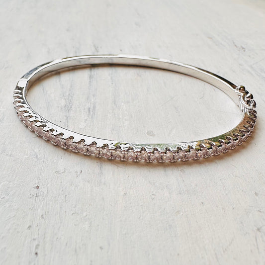 Silver & CZ Hinged Bangle