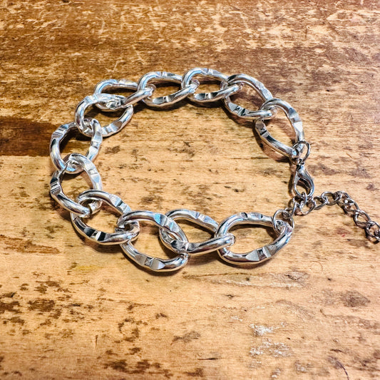 Silver Large Pressed Link Bracelet