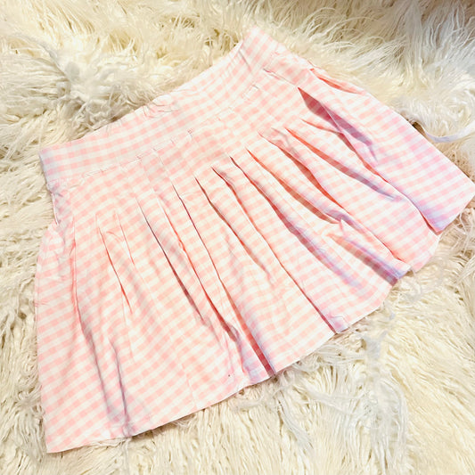 Pink Gingham Skort