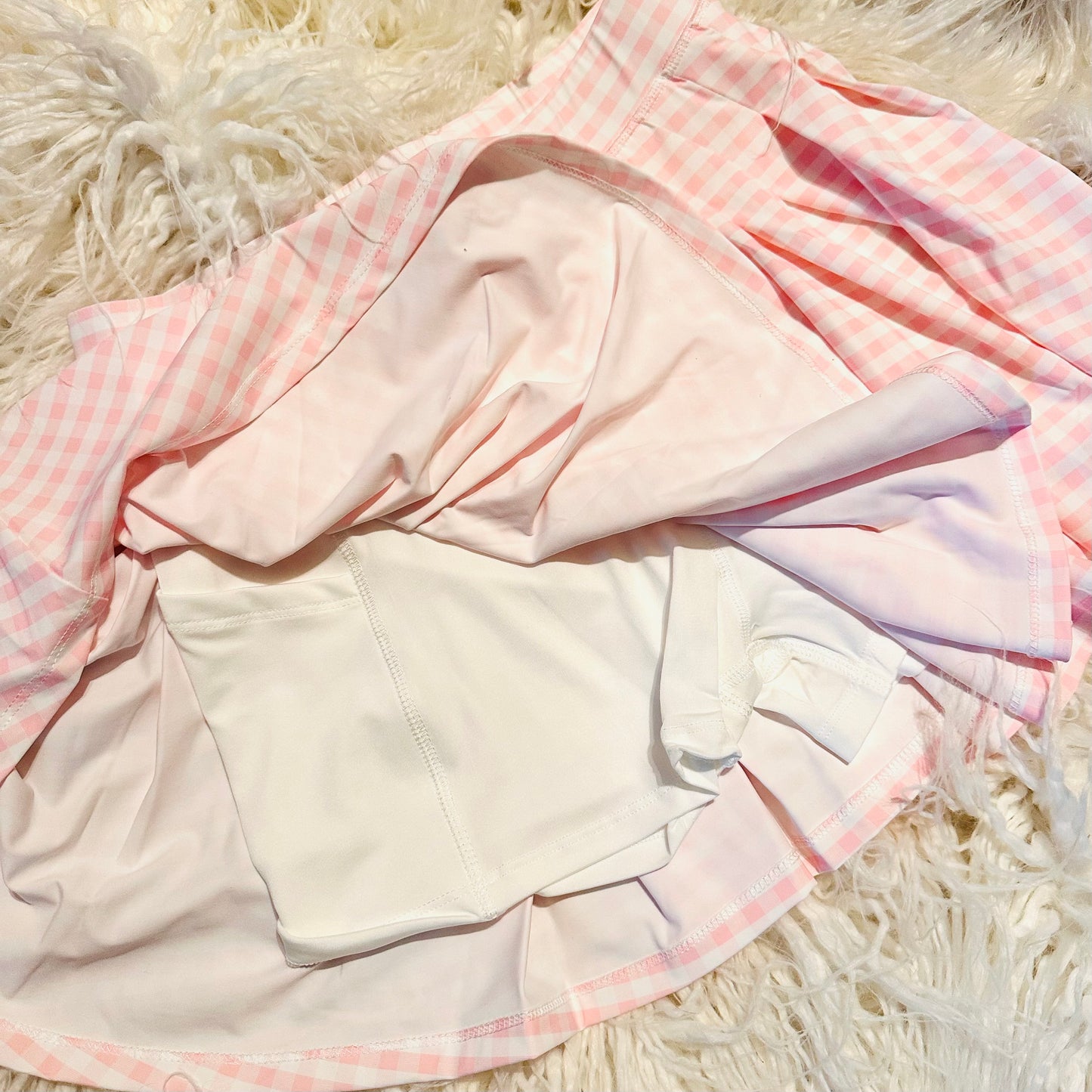 Pink Gingham Skort