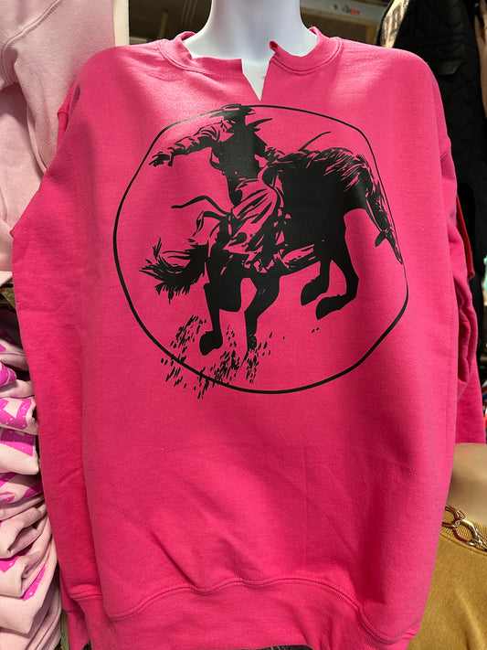 Rodeo Bronc Hot Pink Sweatshirt