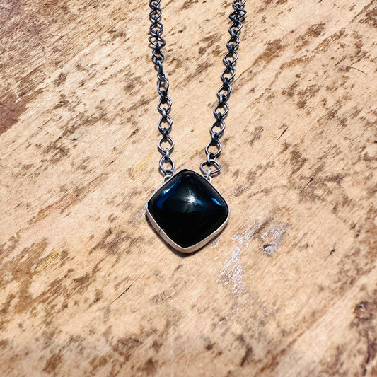 18" Sterling & Black Pendant Necklace