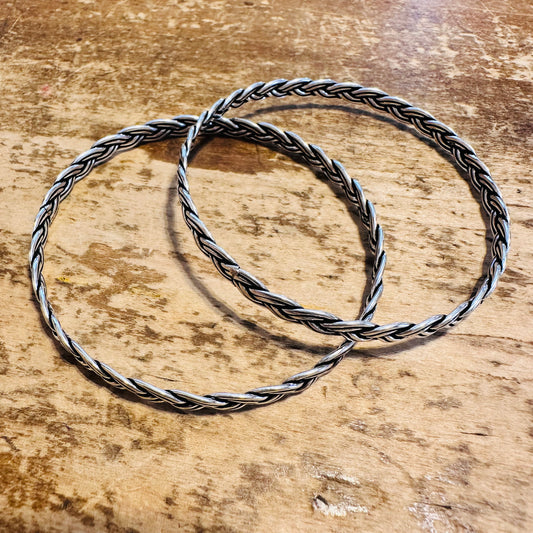 Sterling Flat Braid Bangle Bracelet