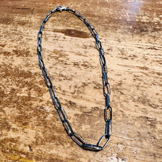 16" Oxidized Sterling Chain Necklace