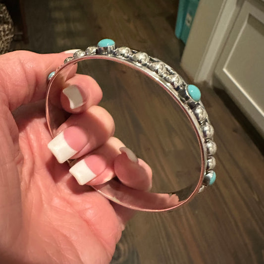 Sterling Silver & Turquoise Stone Bangle Bracelet