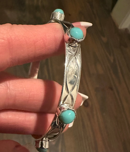 Sterling Silver & Turquoise Stone Bangle