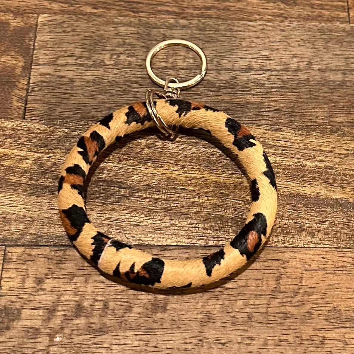 Leopard Hair On Hide Bracelet Keychain