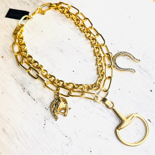 Yochi NY Layered Bit & Horseshoe Necklace