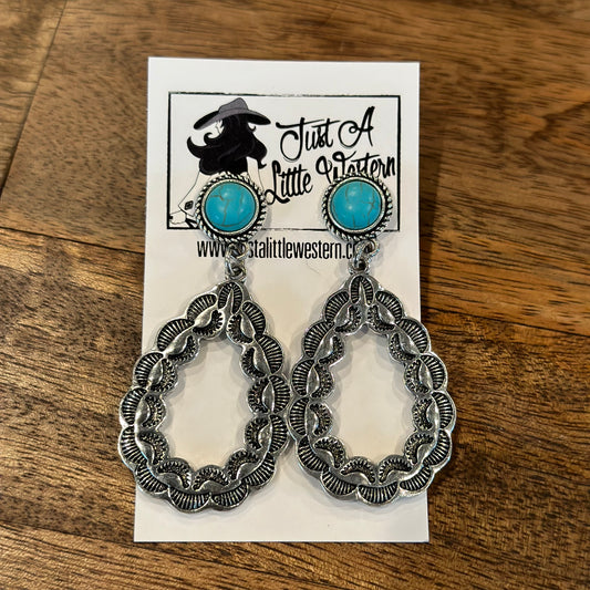 Turquoise & Scalloped Hoops