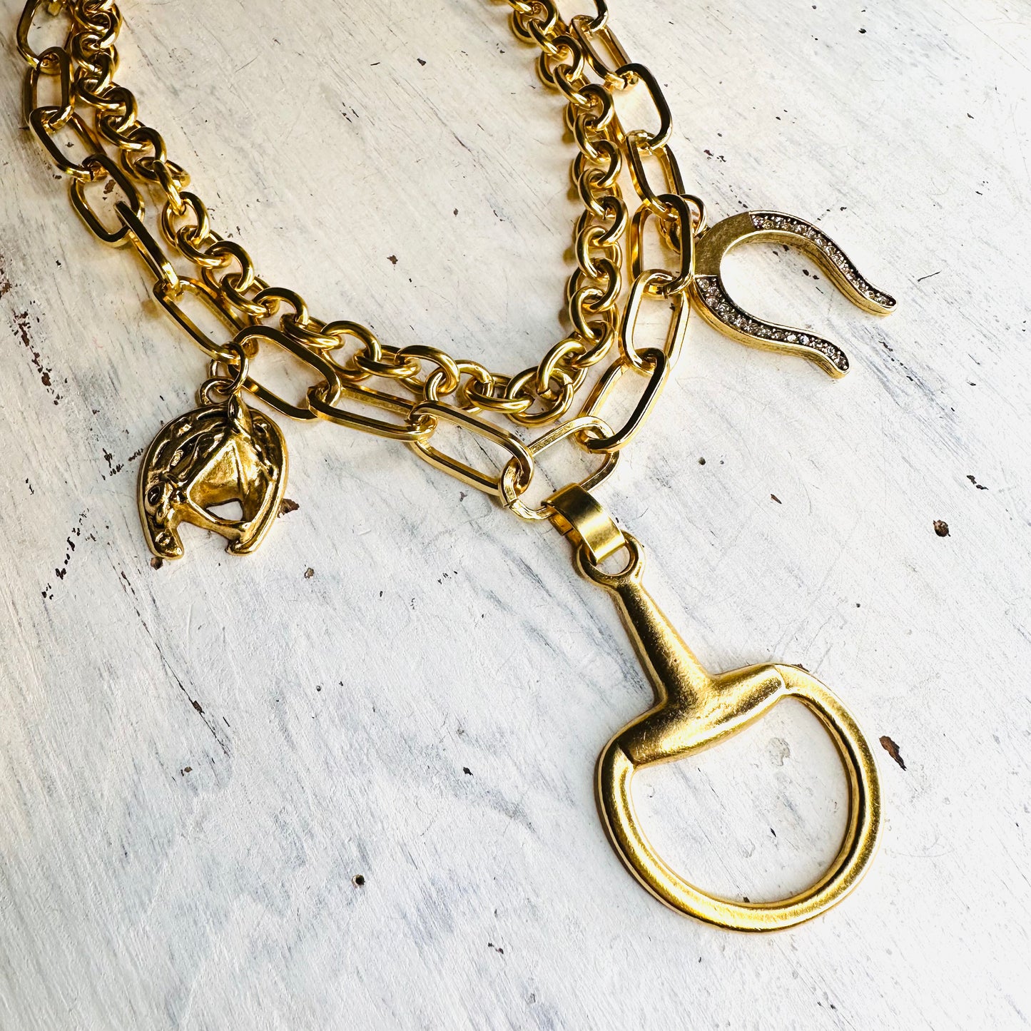 Yochi NY Layered Bit & Horseshoe Necklace
