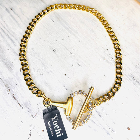 Yochi NY Rhinestone Toggle Bit Necklace