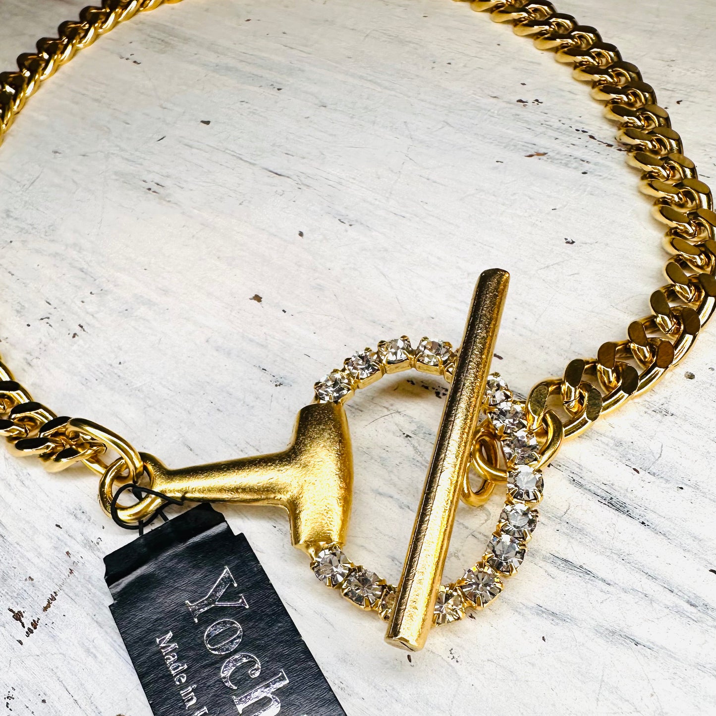 Yochi NY Rhinestone Toggle Bit Necklace
