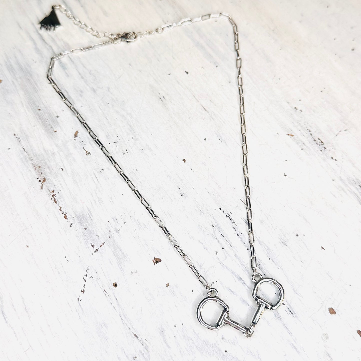 16" Paperclip Chain & Bit Necklace- Silver