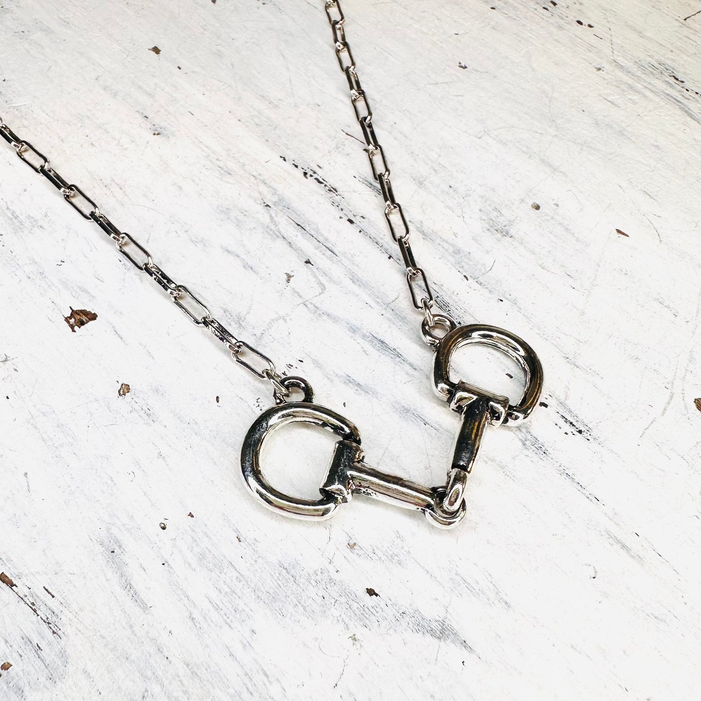 16" Paperclip Chain & Bit Necklace- Silver
