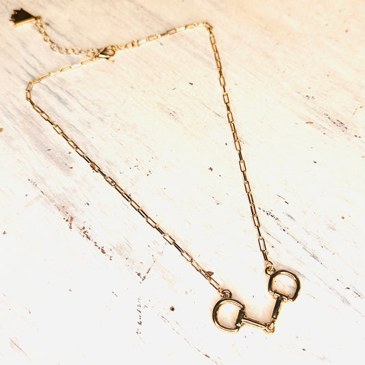 16" Paperclip Chain & Bit Necklace- Gold