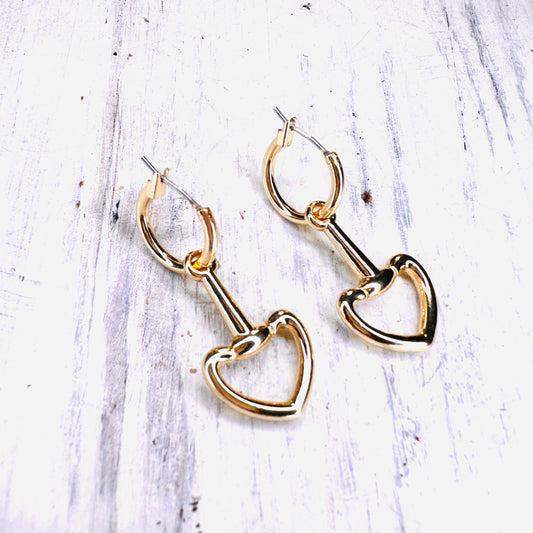 Gold Heart Bit & Hoop Earring