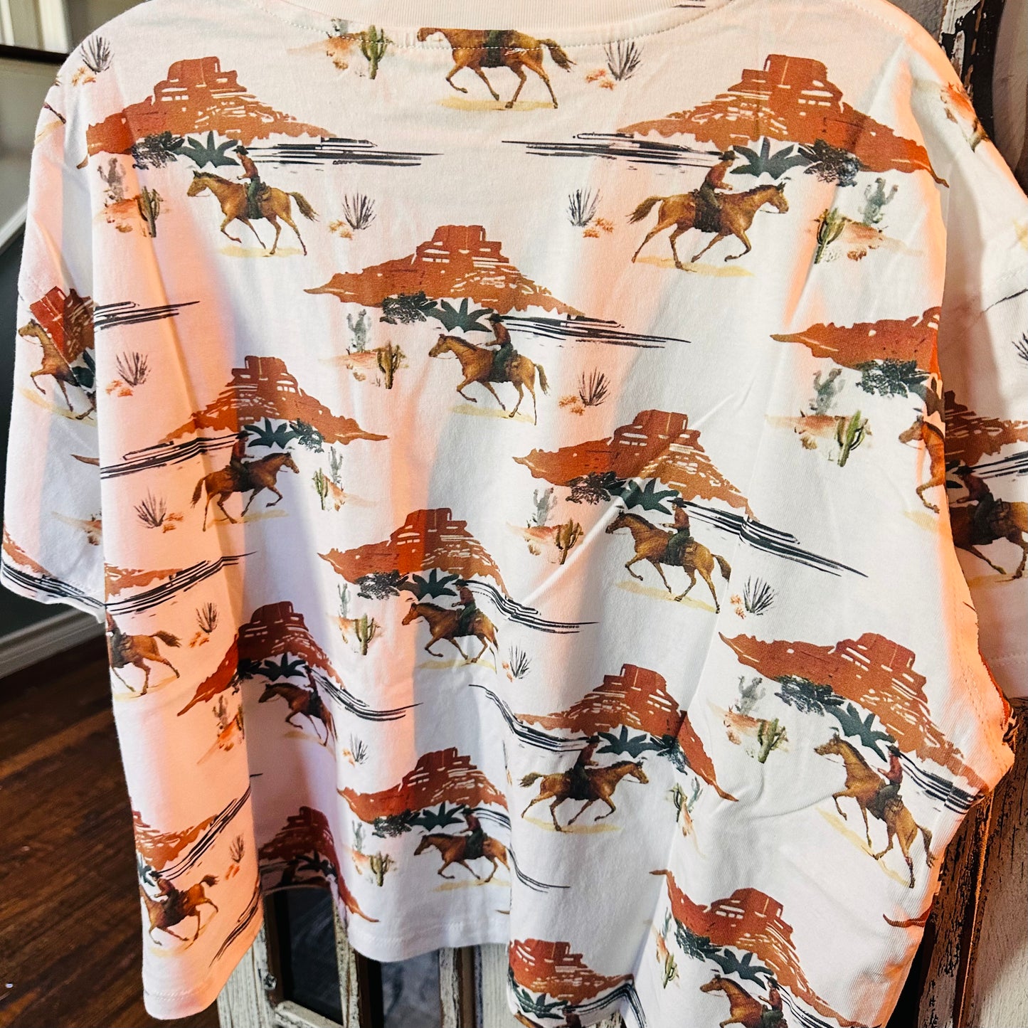 Western Landscape Printed Crop T-Shirt