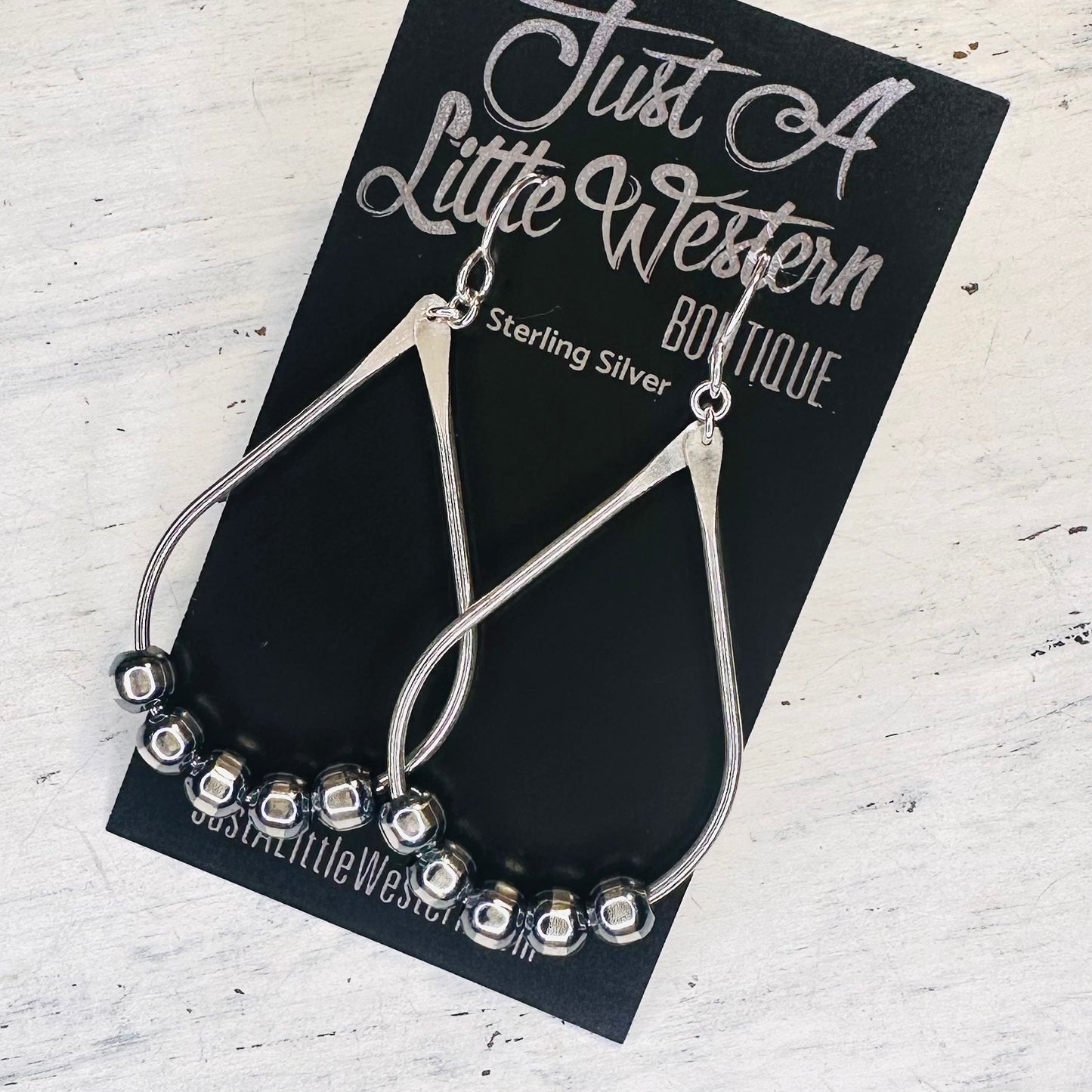 Sterling Beaded Teardrop Dangle Earring