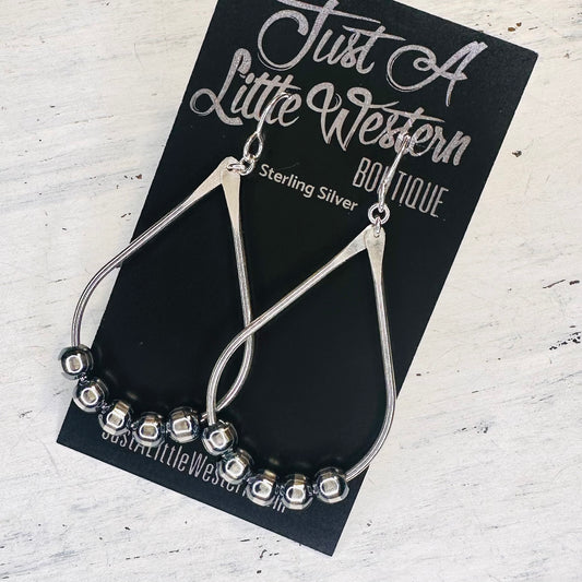 Sterling Beaded Teardrop Dangle Earring