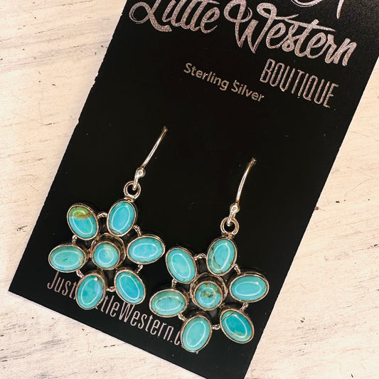 Sterling & Turquoise Flower Dangle Earring