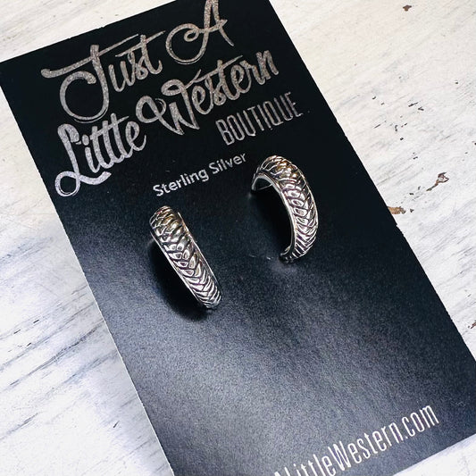 Sterling Small Weaved Hoop Post Earrings