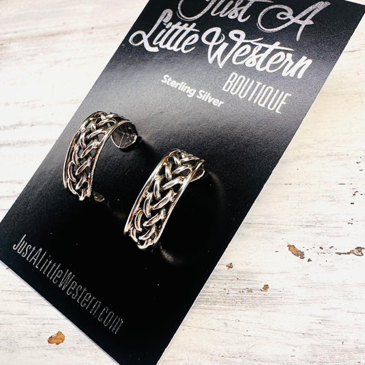 Sterling Braided Hoop Post Earring