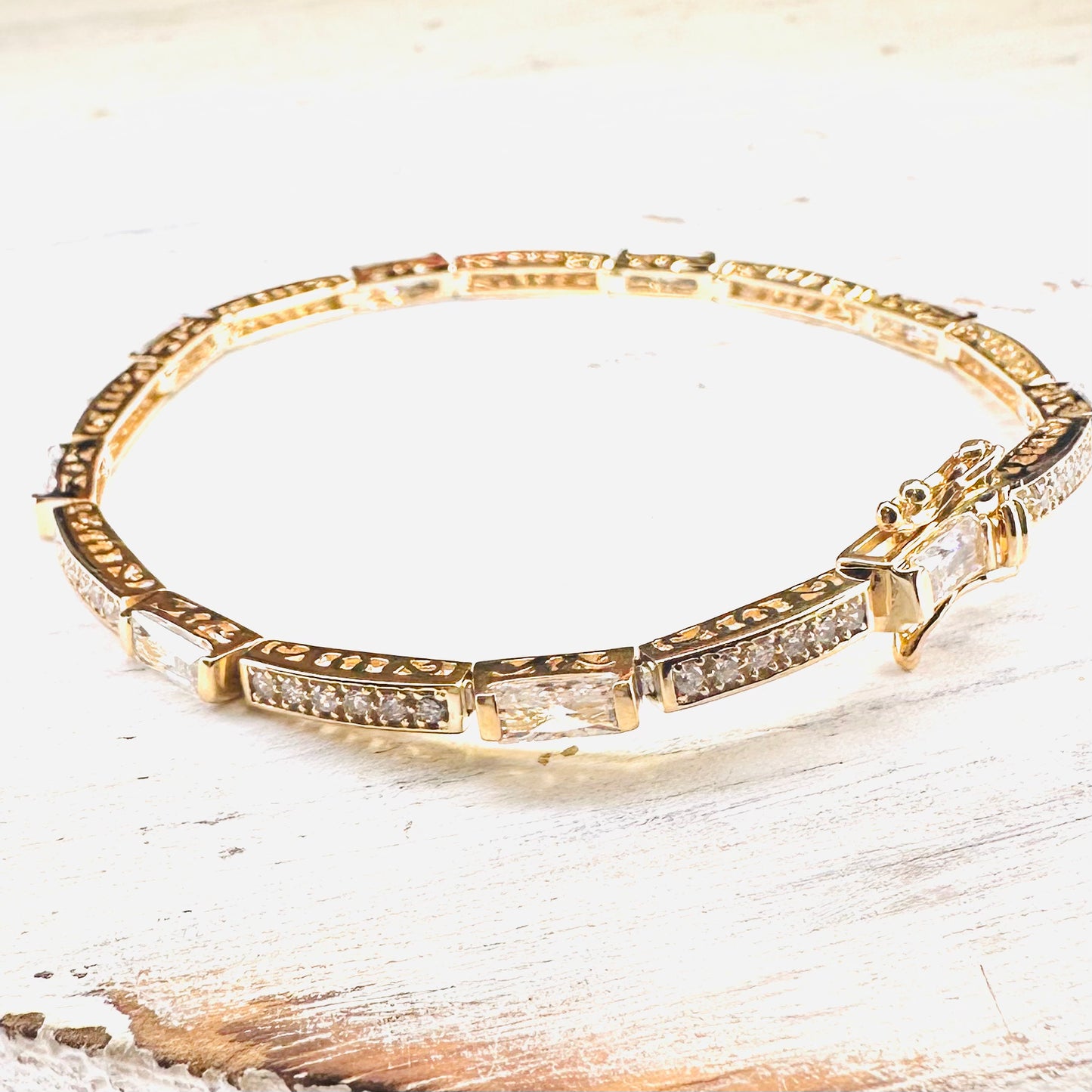 Sterling CZ Princess Cut Tennis Bracelet