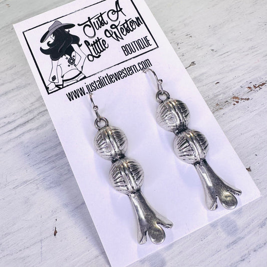 Silver Squash Blossom Dangle Earrings