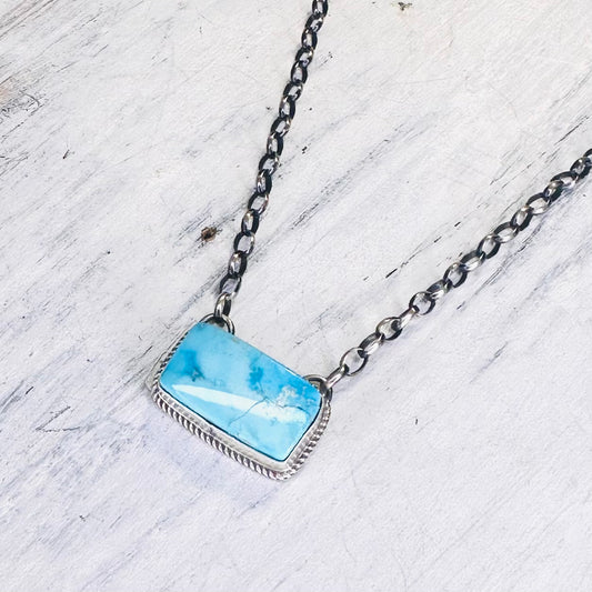 18" Sterling & Turquoise Bar Necklace
