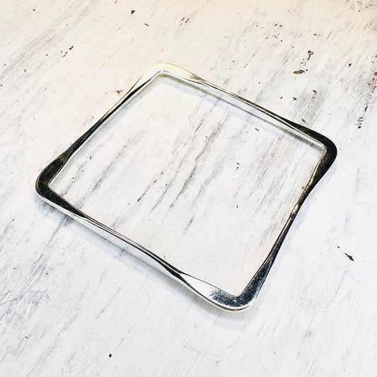 Square Silver Bangle Bracelet