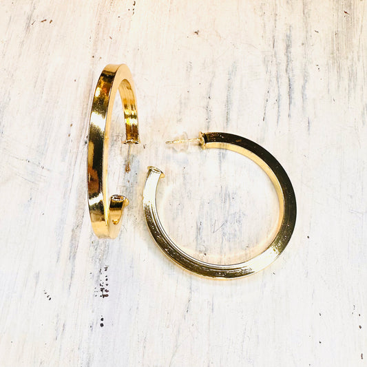 2" Shiny Gold Hoop Earring