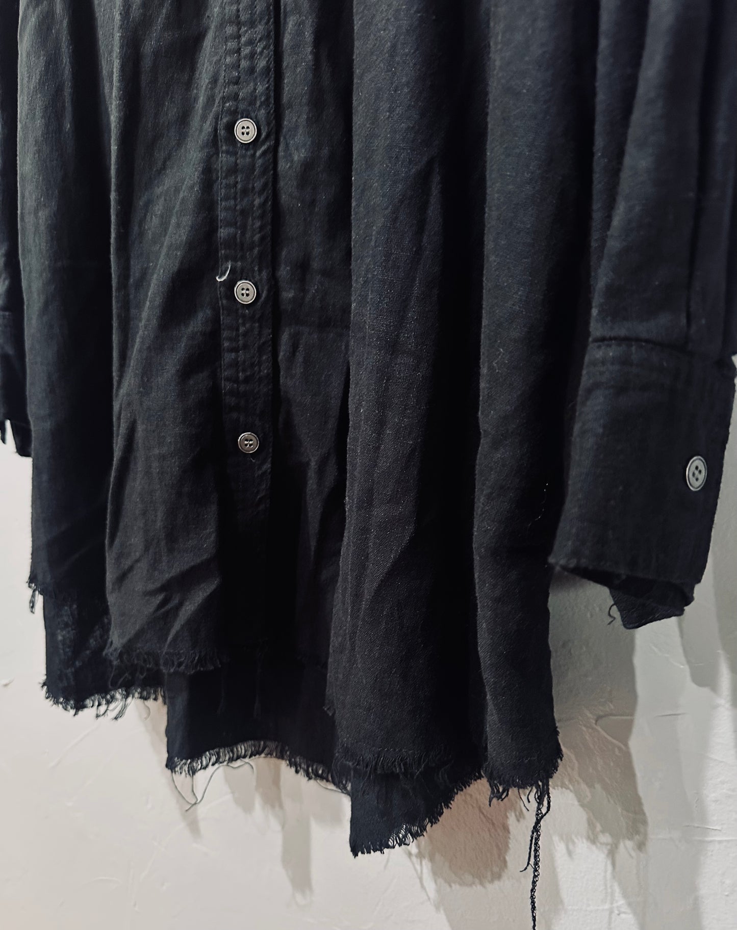 Linen Shirring Sleeve Dress