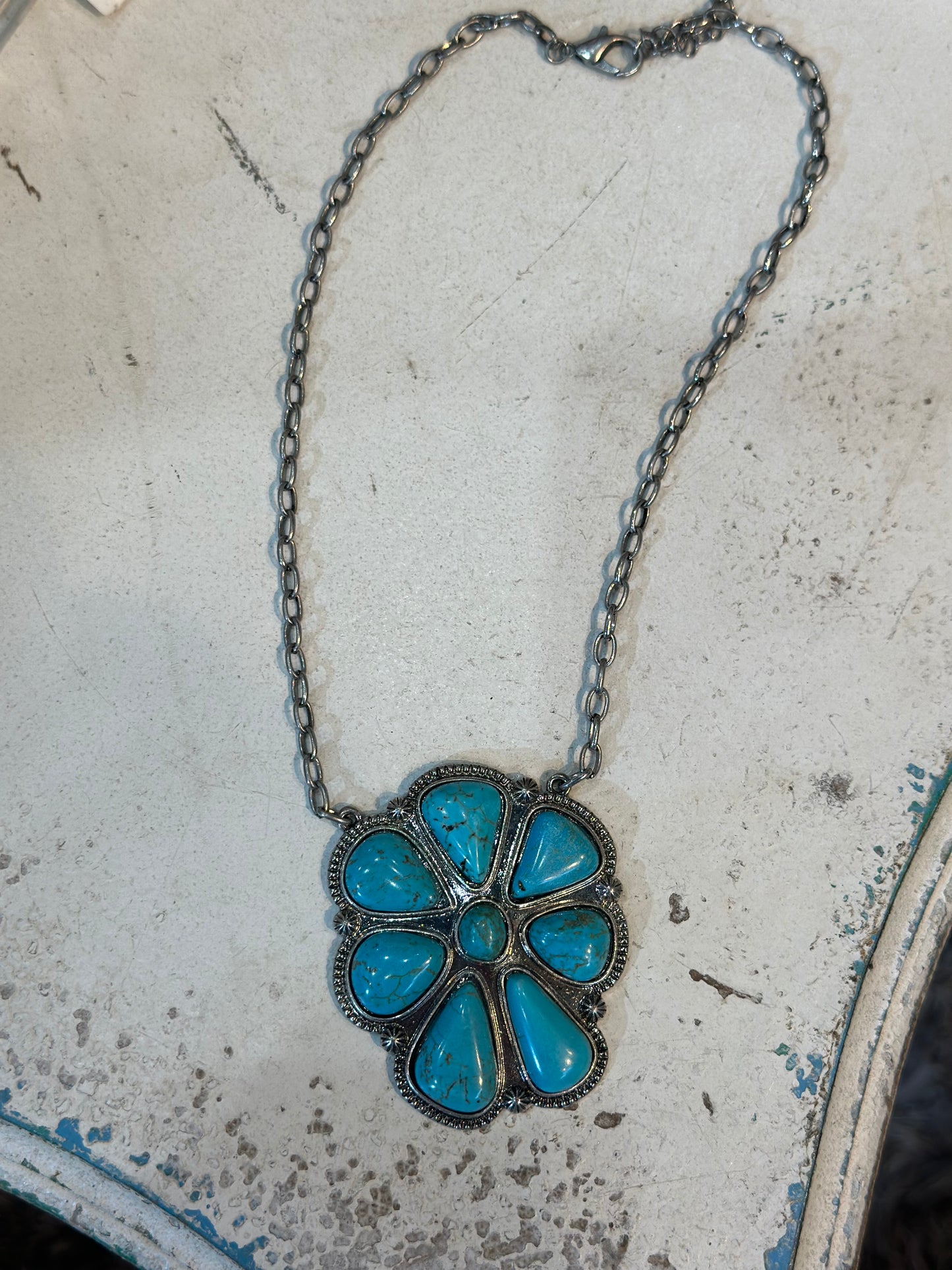 Turquoise Cluster Necklace